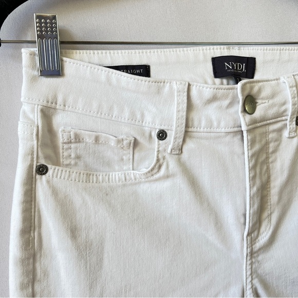 NYDJ MARILYN STRAIGHT JEANS 2 OPTIC WHITE FRAY HEM CROPPED STRETCH SUMMER CHIC - Picture 6 of 11
